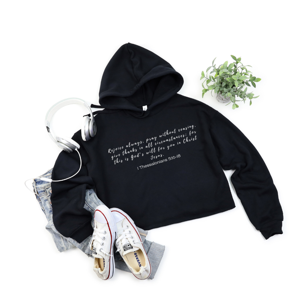 Pray Without Ceasing - Minimalist Adult Cropped Hoodie